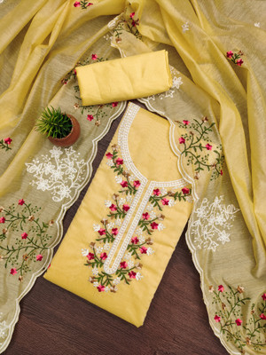 NEGRONISTAR Cotton Silk Embroidered Salwar Suit Material