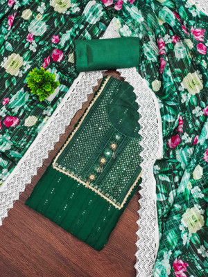 Blissta Silk Blend Embroidered Salwar Suit Material
