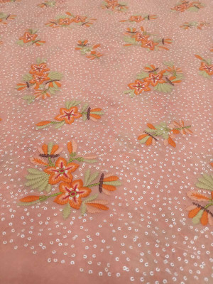 SATKAAR FASHIONS Chiffon Embroidered Multipurpose Running Fabric