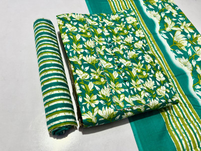 Manila creations Cotton Silk Printed Kurta & Patiyala Material