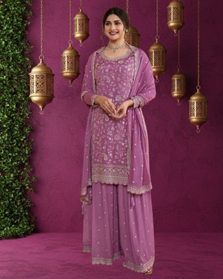 Dealbazaars Corporation Georgette Embroidered, Embellished, Self Design, Paisley Salwar Suit Material