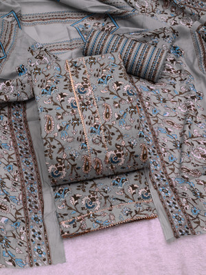 Anny Deziner Cotton Blend Floral Print Kurta & Churidar Material