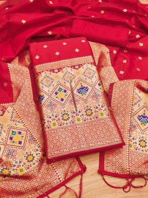 PandadiSaree Cotton Silk Embellished Salwar Suit Material