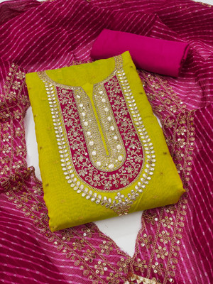 Nayanthara Trends Chanderi Embroidered Salwar Suit Material