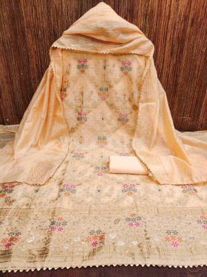 NIDHI'S FASHION Chanderi Embroidered Salwar Suit Material