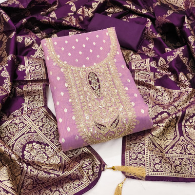 HouseOfCommon Silk Blend Embroidered Salwar Suit Material
