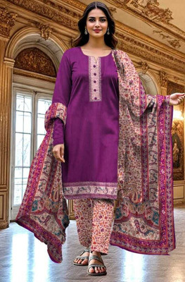 FAB JUNCTION Wool Printed Salwar Suit Material