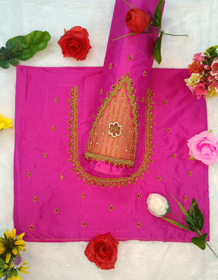 SM FASHION Silk Blend Embroidered Blouse Material