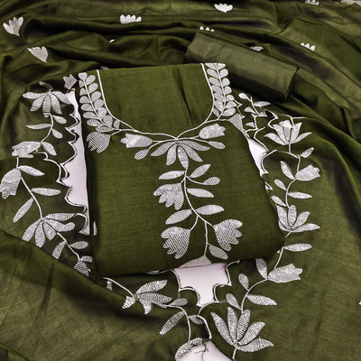 NF FAB Silk Blend Embroidered Salwar Suit Material