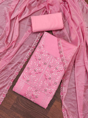 Blissta Cotton Silk Embroidered Salwar Suit Material