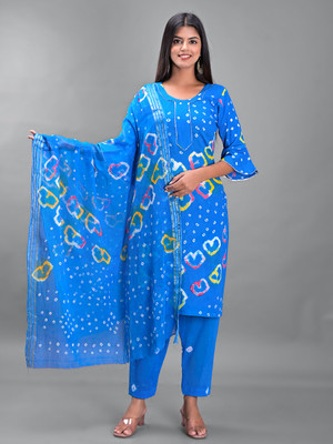 Apratim Cotton Blend Printed Salwar Suit Material