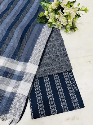ZA STORES Cotton Blend Striped Salwar Suit Material