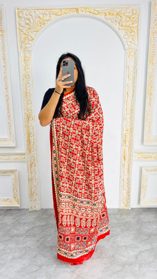 ANUVRATA Printed, Self Design, Geometric Print Assam Silk Pure Silk Saree(Red)