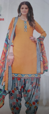 Sheesha Cotton Blend Printed Kurta & Patiyala Material