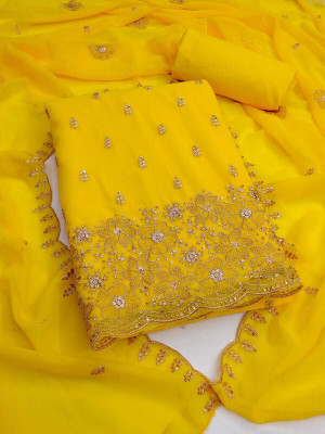 SWARNGANGA TEX Georgette Embroidered Salwar Suit Material
