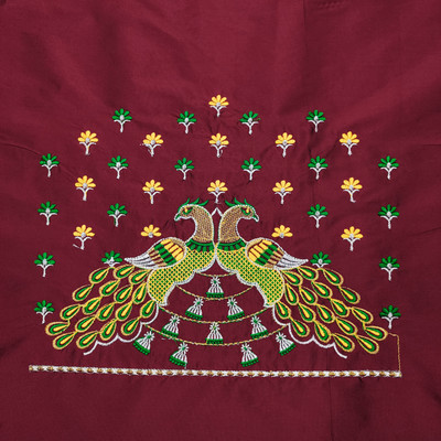 KASHTBHANJAN Pure Silk Embroidered Blouse Material