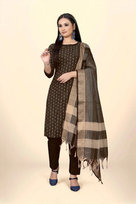RUDRAA FAB Cotton Blend Embroidered Salwar Suit Material