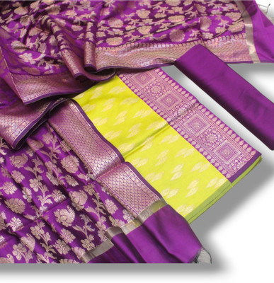 Pahnawa handlooms Silk Blend Self Design, Paisley Salwar Suit Material