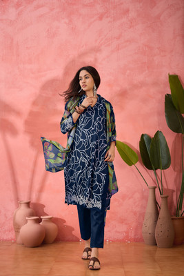 SANGARIA Cotton Blend Printed Salwar Suit Material