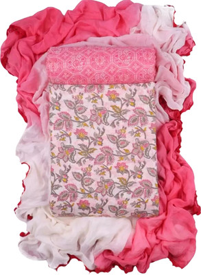 YANKITA Cotton Blend Floral Print Kurta & Patiyala Material