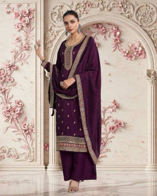 Dealbazaars Corporation Silk Blend Embroidered, Embellished, Self Design Salwar Suit Material