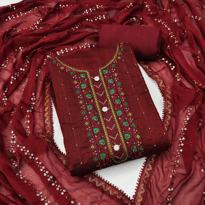 Divastri Chanderi Embroidered Salwar Suit Material