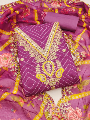 Divastri Chanderi Embroidered, Printed Salwar Suit Material