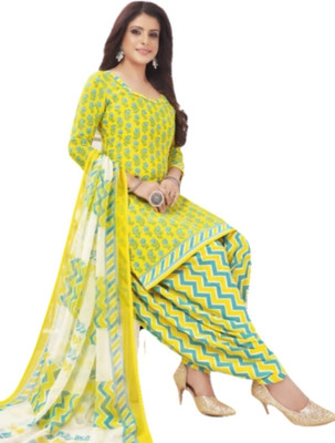 HE VAHLA Crepe Solid, Printed Salwar Suit Material