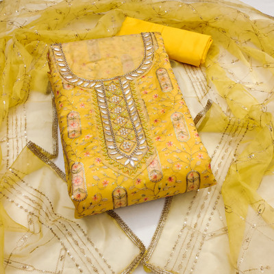 Saware Viscose Rayon Embroidered Salwar Suit Material