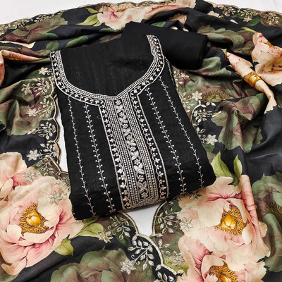 AP FAB Silk Blend Embroidered Salwar Suit Material