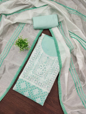 Shadow & Saining Silk Blend Embroidered Salwar Suit Material