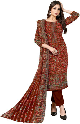 DRAVINAM Trends Wool Embroidered Salwar Suit Material