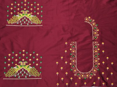 KASHTBHANJAN Art Silk Embroidered Blouse Material