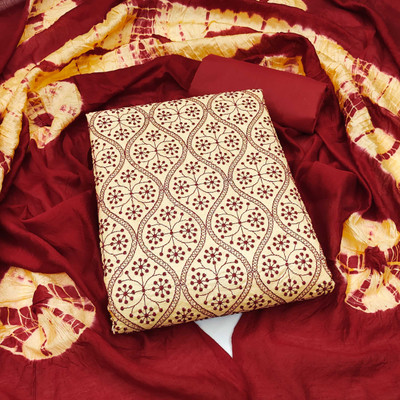 PANZORA Silk Blend Embroidered Salwar Suit Material