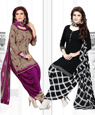 Nirvaan Crepe Solid, Printed, Geometric Print Salwar Suit Material