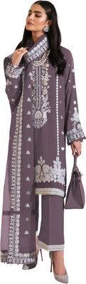 ZONFAB Georgette Embroidered Salwar Suit Material