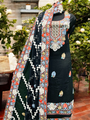REET MAHAL Viscose Rayon Embroidered Salwar Suit Material