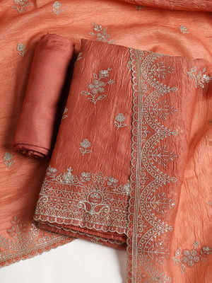 Meena Bazaar Art Silk Embroidered Salwar Suit Material