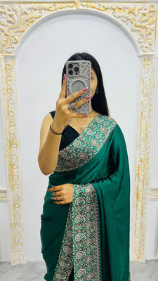 ANUVRATA Printed Assam Silk Pure Silk Saree(Green)