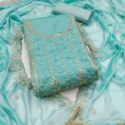 HERE&NOW Chiffon Embroidered Salwar Suit Material
