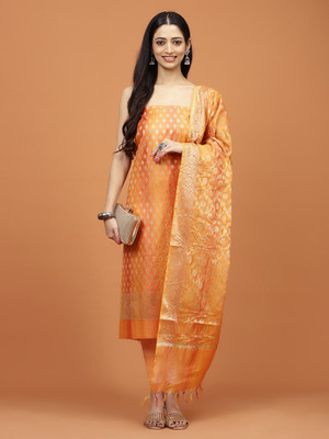 Meena Bazaar Chanderi Floral Print Salwar Suit Material
