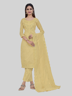 Tavas Chanderi Embroidered Salwar Suit Material
