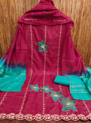 AALSHOP Pure Cotton Embroidered Salwar Suit Material