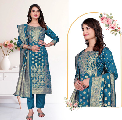 GEETABAASREE Silk Blend Printed Kurta & Churidar Material
