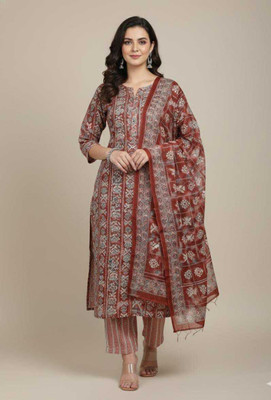 Chingaari Cotton Blend Floral Print Kurta Fabric