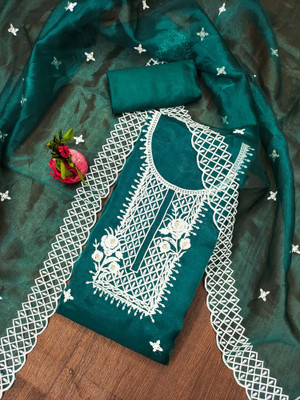 Blissta Organza Embroidered Salwar Suit Material