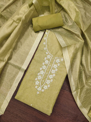 Tasrika Cotton Blend Embellished Salwar Suit Material