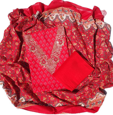 ABODH COLOURS Pure Cotton Embroidered, Printed Salwar Suit Material