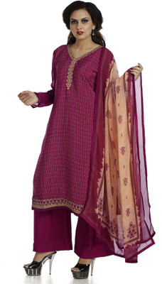 DRAVINAM Trends Crepe Embroidered Salwar Suit Material