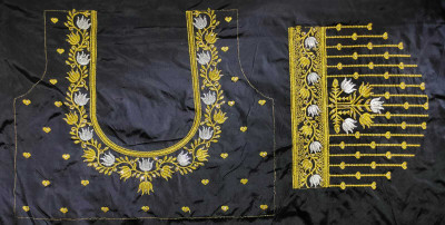 The White Rabbit Art Silk Embroidered Blouse Material